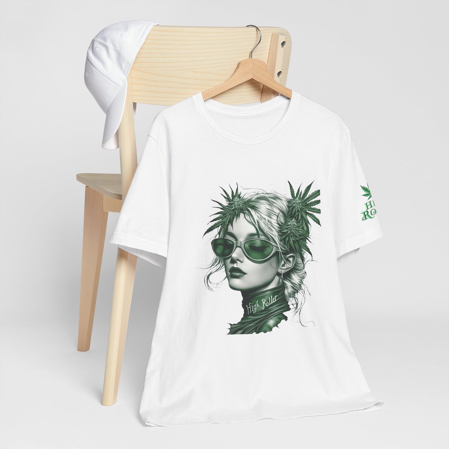 Green Queen T-Shirt - Premium Airlume Cotton Cannabis Crown Portrait Art Tee