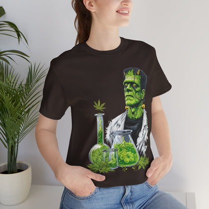 Frankenstein's Laboratory HIGH ROLLER Halloween Cannabis T-Shirt - Premium Monster Scientist 420 Experiment Apparel