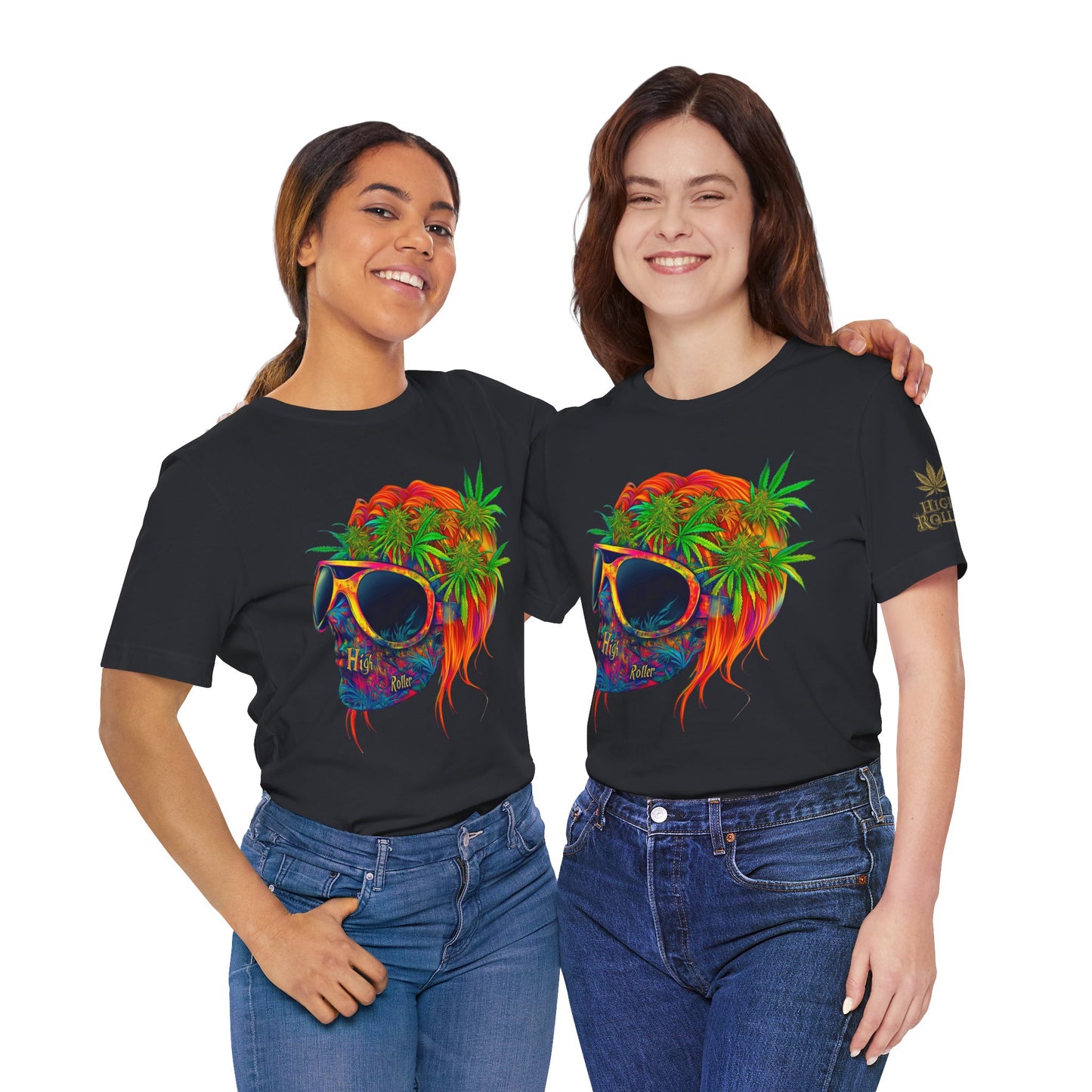 Psychedelic Skull Tee - Premium Airlume Cotton Cannabis Culture Rainbow Skull Art