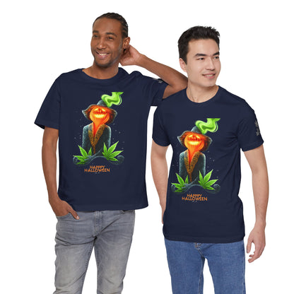 Victorian Pumpkin Gentleman HIGH ROLLER Halloween Cannabis T-Shirt - Premium Jack-o'-Lantern Aristocrat Meditation 420 Apparel
