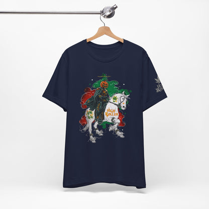 Headless Horseman HIGH ROLLER Halloween Cannabis T-Shirt - Premium Pumpkin Rider Skeletal Steed 420 Apparel