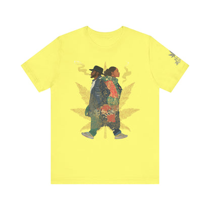 High Roller Back to Back Cannabis T-Shirt - Premium 420 Hip-Hop Duo Golden Leaf Street Culture Partnership Unity Apparel