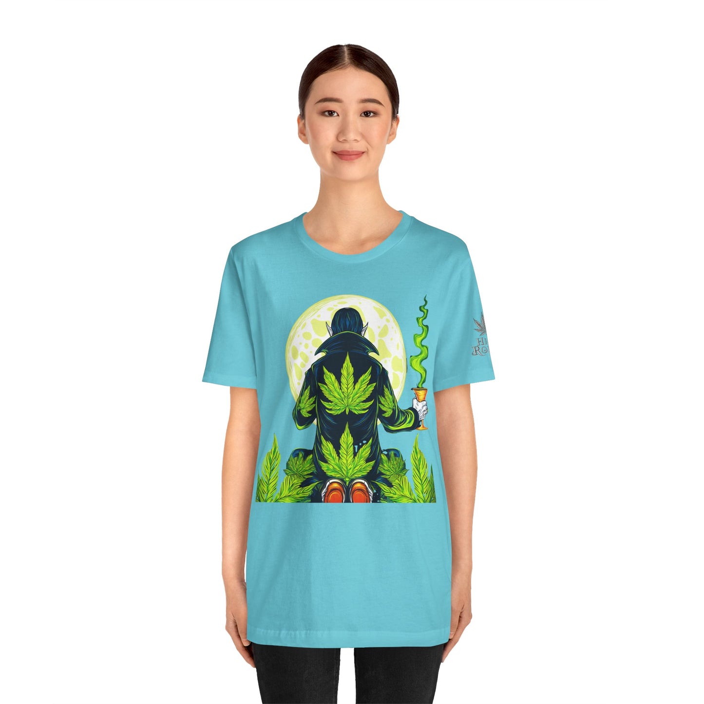 Luxury Gothic Cannabis Vampire T-Shirt - Premium Dark HIGH ROLLER Streetwear - Elevated Nocturnal 420 Fashion