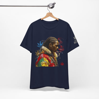 High Roller Profile Smoke Art Cannabis T-Shirt - Premium 420 Hip-Hop Portrait Street Culture Elevated Lifestyle Apparel