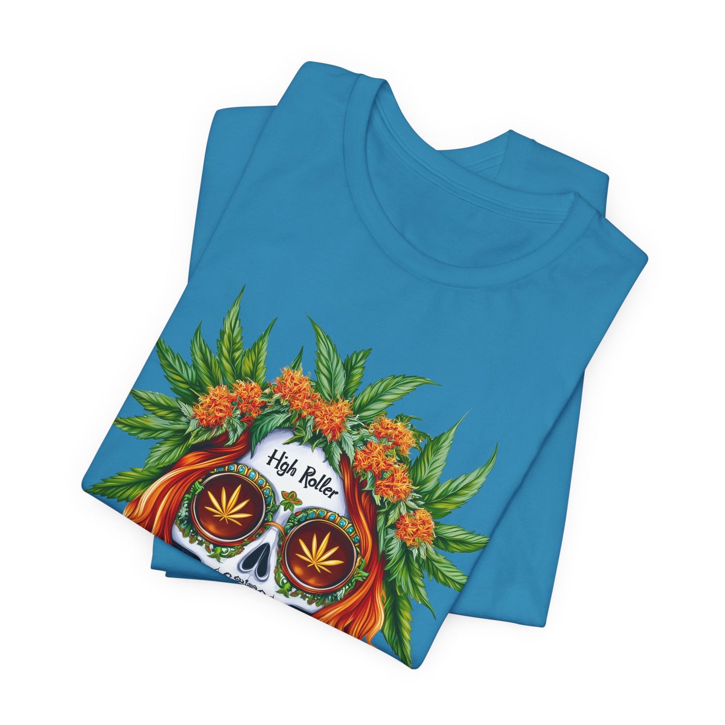 Sugar Skull Cannabis Tee - Day of Dead Art Design | High Roller