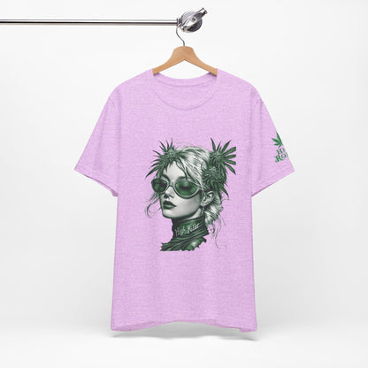 Green Queen T-Shirt - Premium Airlume Cotton Cannabis Crown Portrait Art Tee