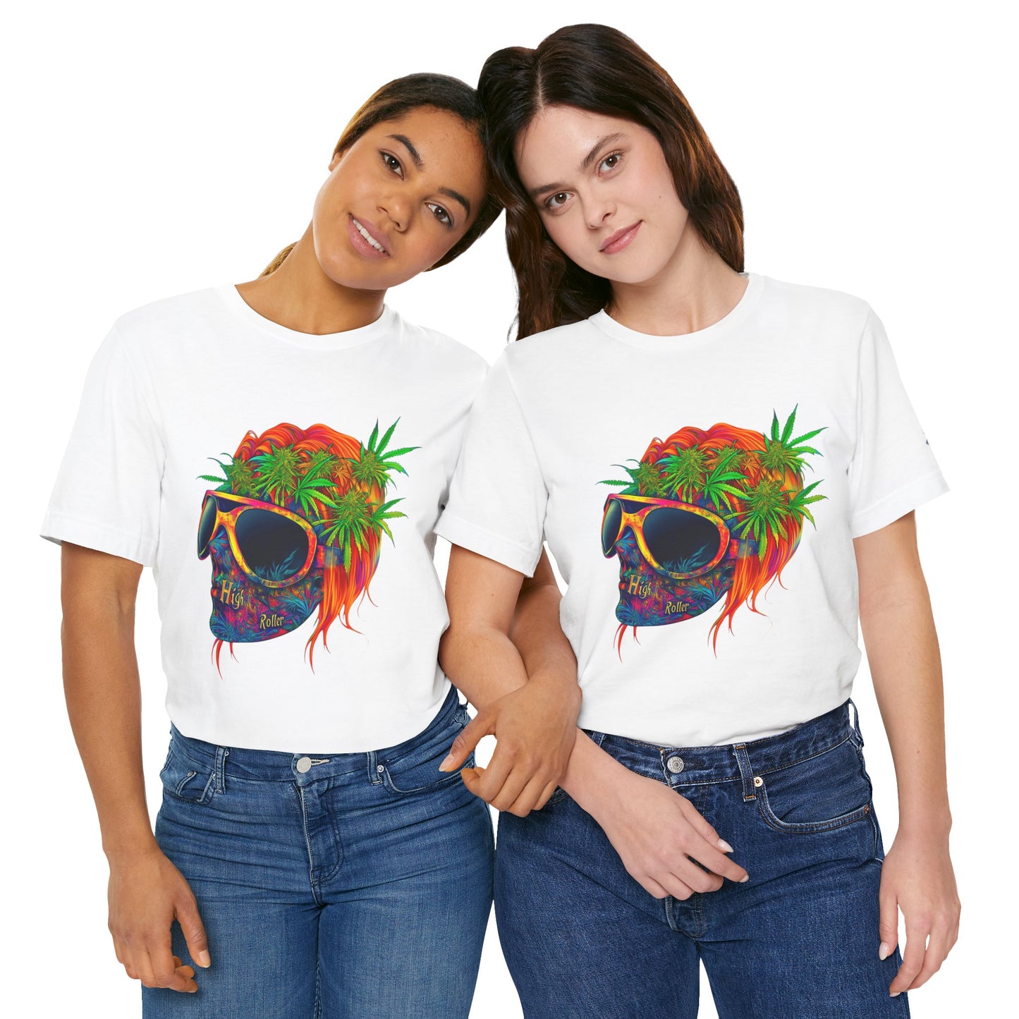 Tropical Cannabis Skull Tee - Paradise Vibes Art Design | High Roller
