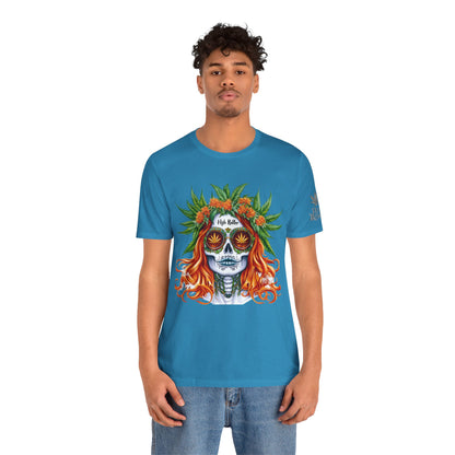 Sugar Skull Goddess Tee - Premium Airlume Cotton Cannabis Culture Day of Dead Art