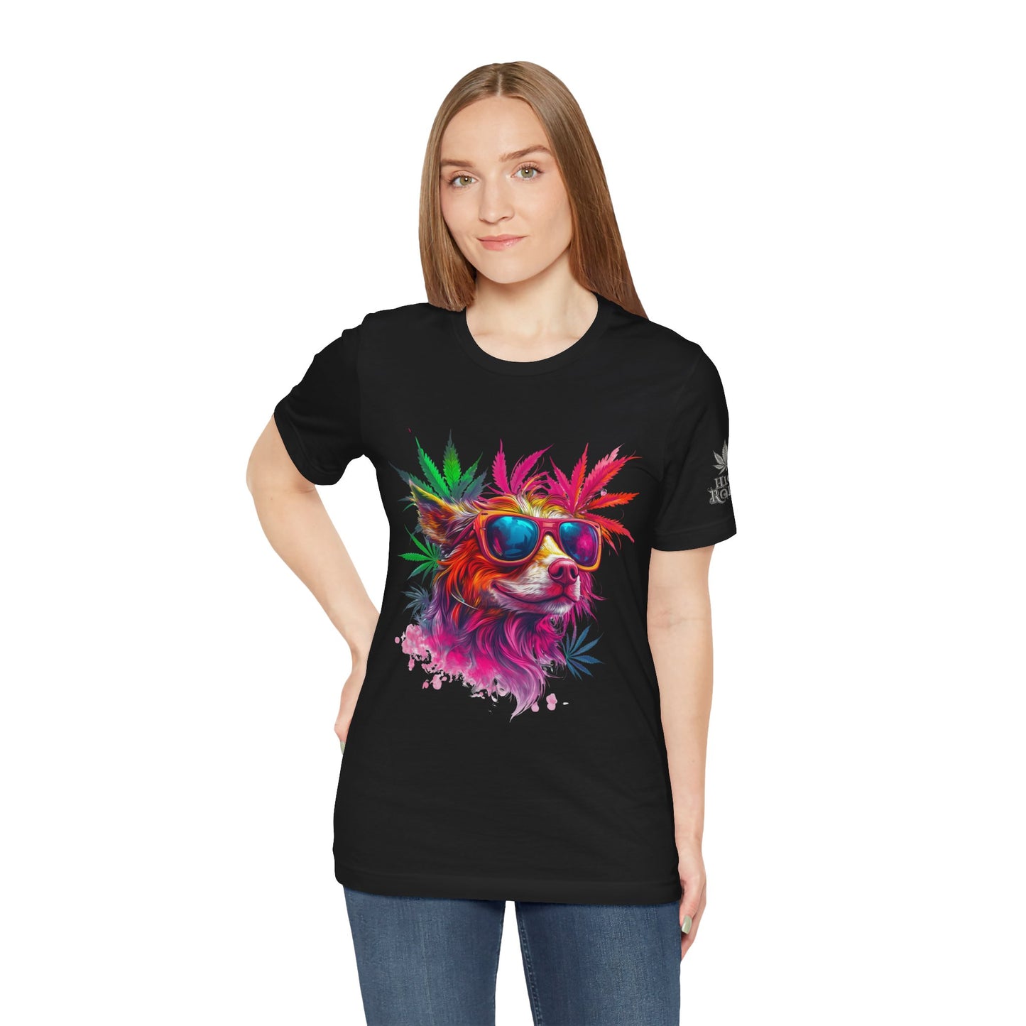 Spectrum Pup Tee - Premium Airlume Cotton Cannabis Culture Psychedelic Dog Art