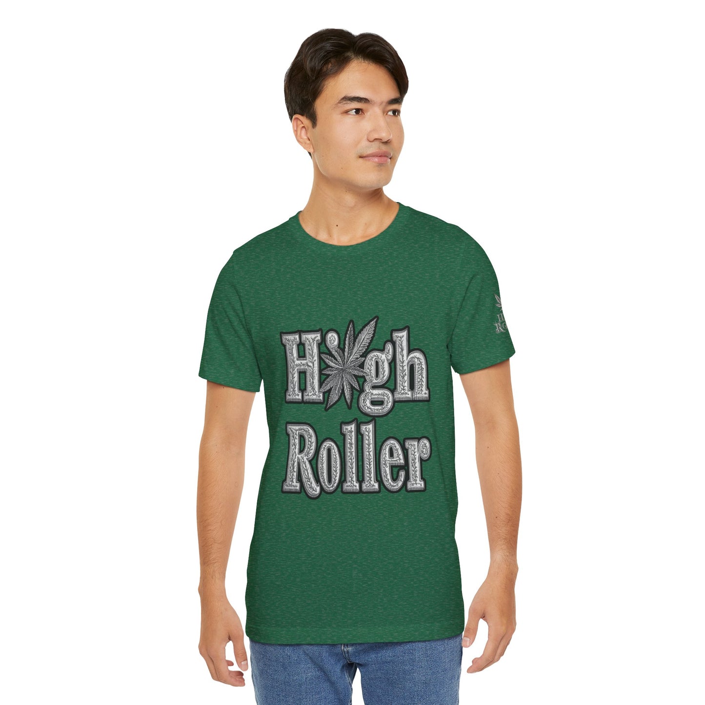 High Roller Classic Tee - Premium Airlume Cotton Cannabis Culture Ornate Typography Art