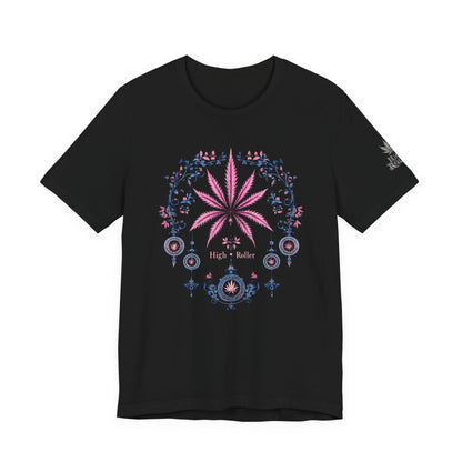Bohemian Cannabis Mandala Tee - Floral Folk Art Design | High Roller