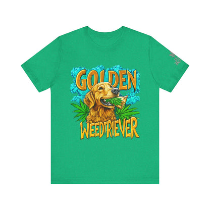 High Roller Golden Weedtriever Cannabis T-Shirt - Premium 420 Dog Lover Humor Golden Retriever Pun Comedy Pet Culture Apparel