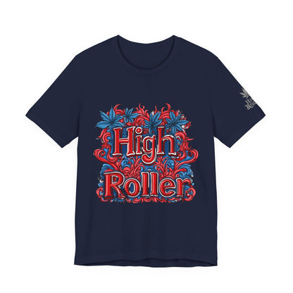High Roller Ornate Logo Tee - Cannabis Typography Art Design | High Roller