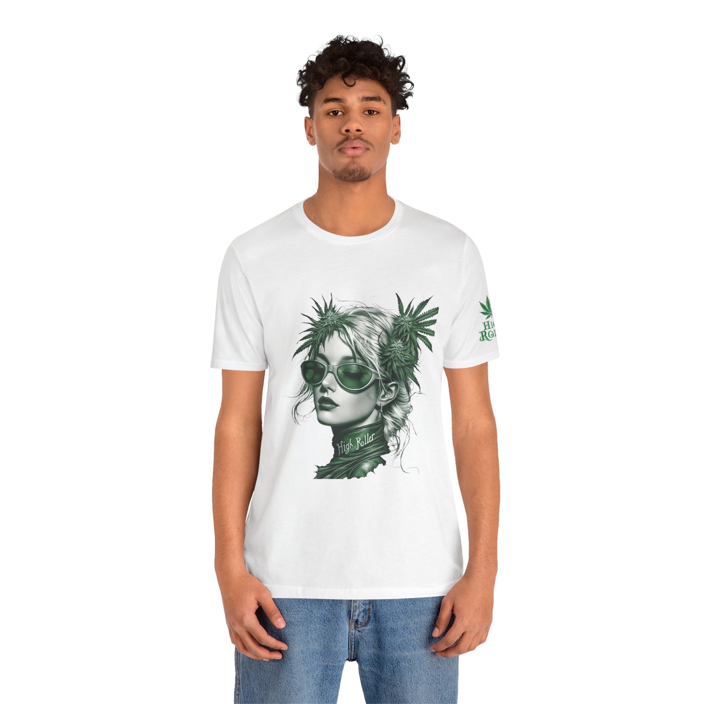 Green Queen T-Shirt - Premium Airlume Cotton Cannabis Crown Portrait Art Tee