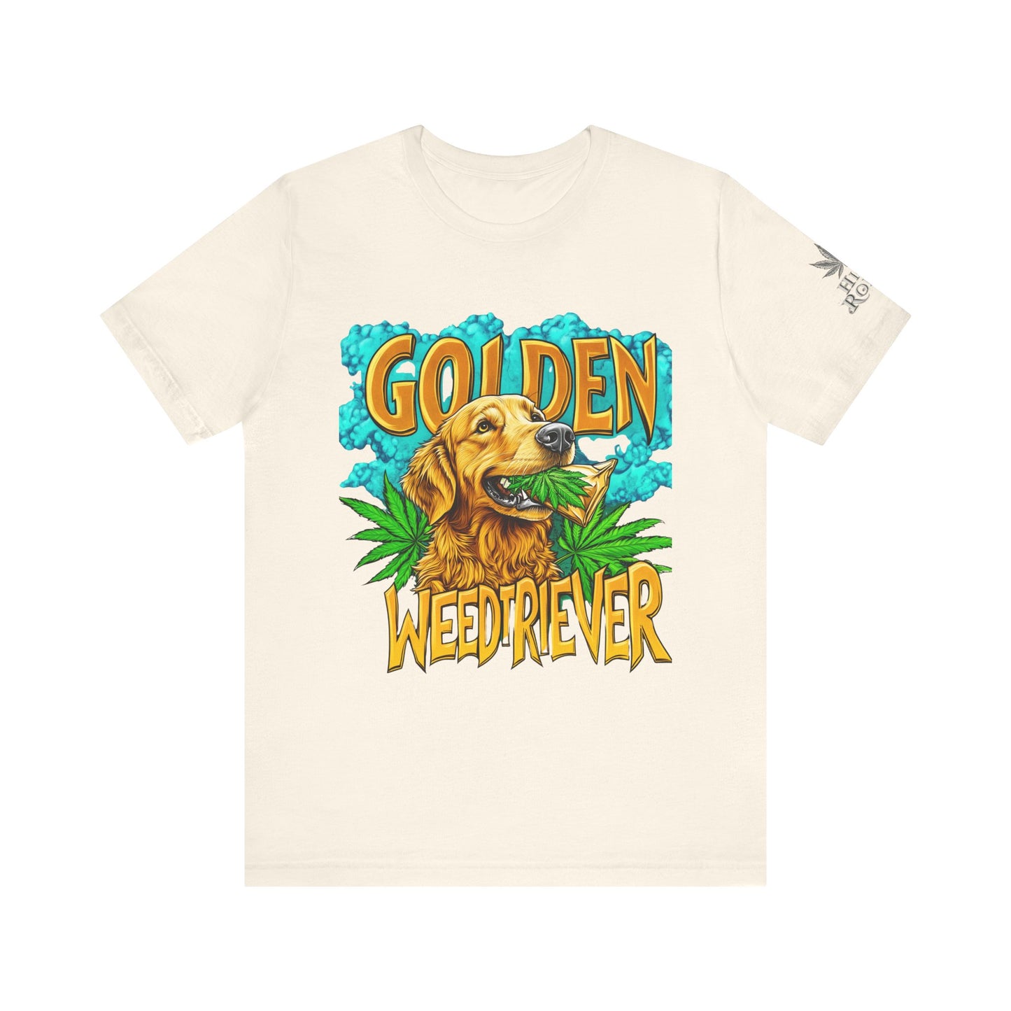 High Roller Golden Weedtriever Cannabis T-Shirt - Premium 420 Dog Lover Humor Golden Retriever Pun Comedy Pet Culture Apparel