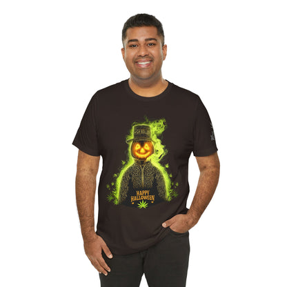 Spectral Pumpkin HIGH ROLLER Halloween T-Shirt - Premium Dark Cannabis Apparel