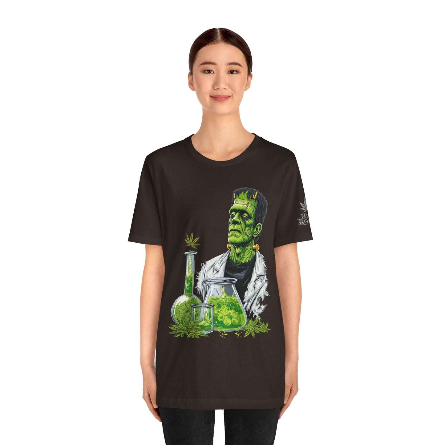 Frankenstein's Laboratory HIGH ROLLER Halloween Cannabis T-Shirt - Premium Monster Scientist 420 Experiment Apparel