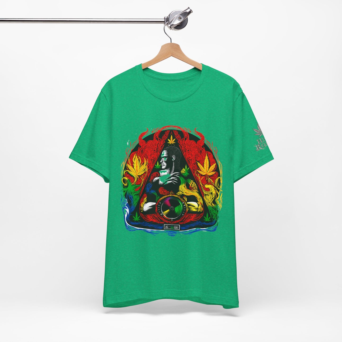 High Roller Sacred Buddha Cannabis T-Shirt - Premium 420 Spiritual Meditation Enlightenment Botanical Artistry Apparel