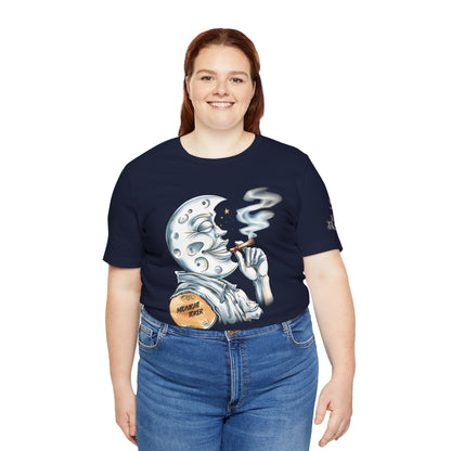 Midnight Toker Moon Tee - Premium Airlume Cotton Cannabis Culture Vintage Art