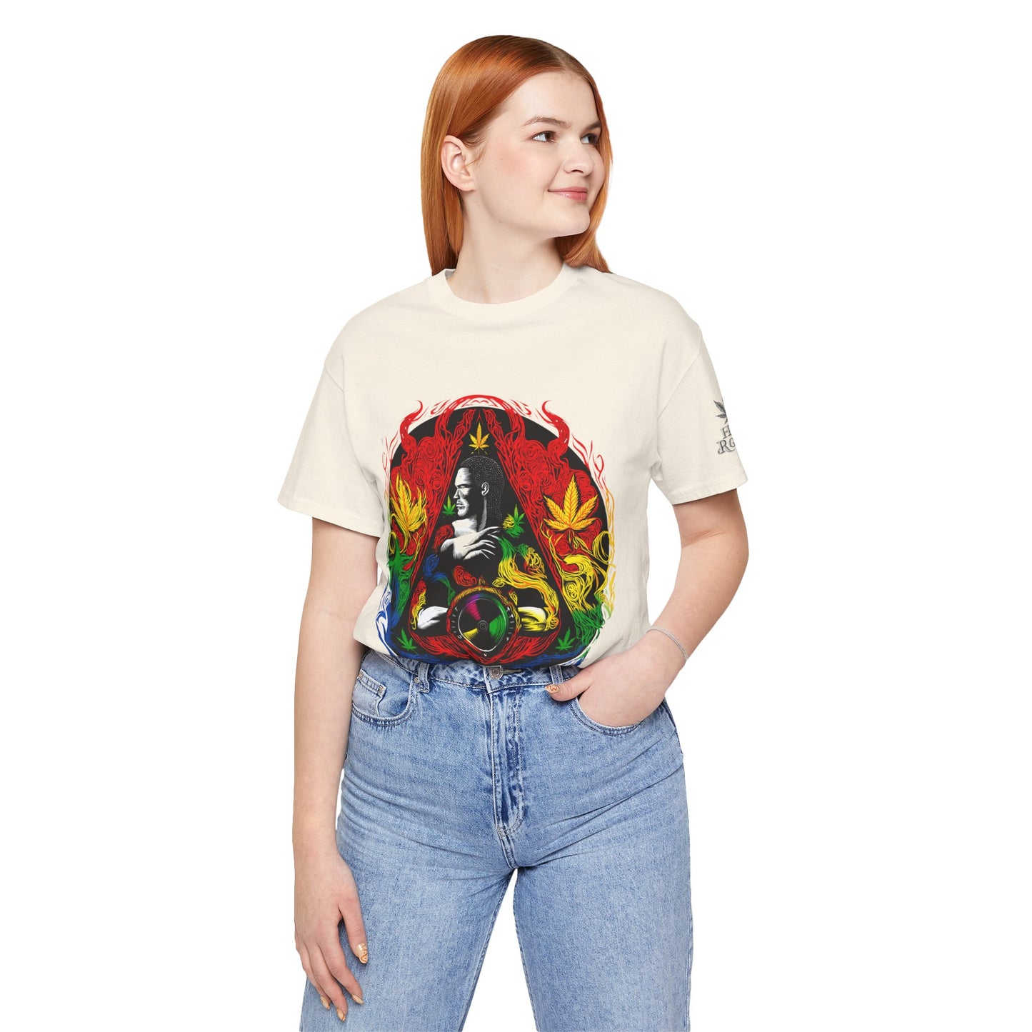 High Roller Sacred Buddha Cannabis T-Shirt - Premium 420 Spiritual Meditation Enlightenment Botanical Artistry Apparel