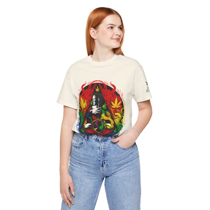 High Roller Sacred Buddha Cannabis T-Shirt - Premium 420 Spiritual Meditation Enlightenment Botanical Artistry Apparel