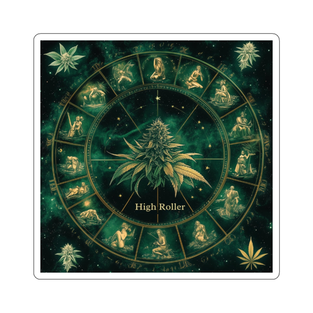 Cannabis Astrology Zodiac Wheel Sticker | High Roller Cosmic Chart | Premium Die-Cut Vinyl Decal