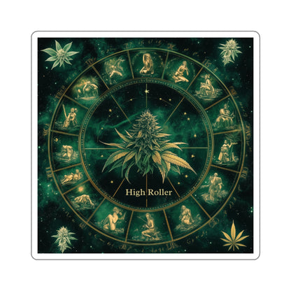 Cannabis Astrology Zodiac Wheel Sticker | High Roller Cosmic Chart | Premium Die-Cut Vinyl Decal