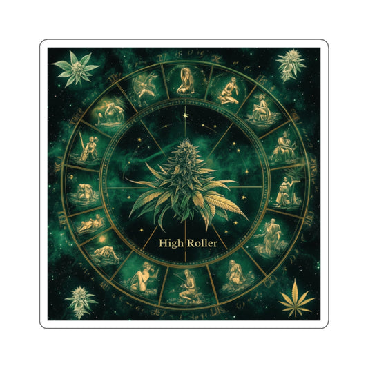 Cannabis Astrology Zodiac Wheel Sticker | High Roller Cosmic Chart | Premium Die-Cut Vinyl Decal