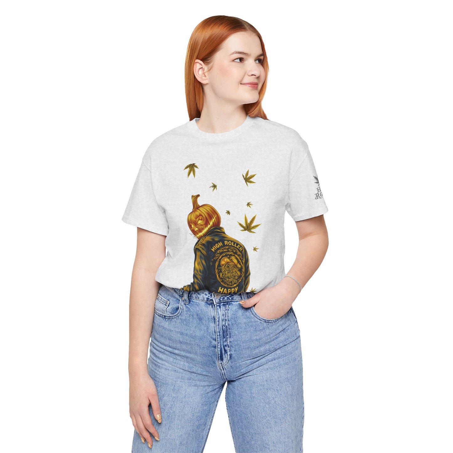 Pumpkin Head HIGH ROLLER Halloween T-Shirt - Premium Cannabis Culture Apparel