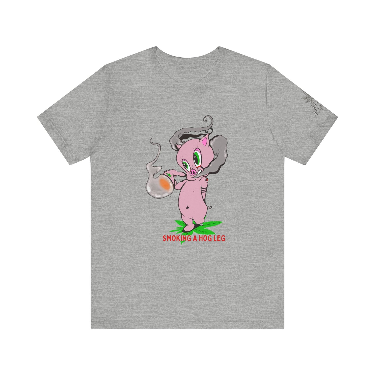 Smoking Hog Leg Pink Pig Tee - Premium Airlume Cotton Cannabis Culture Art