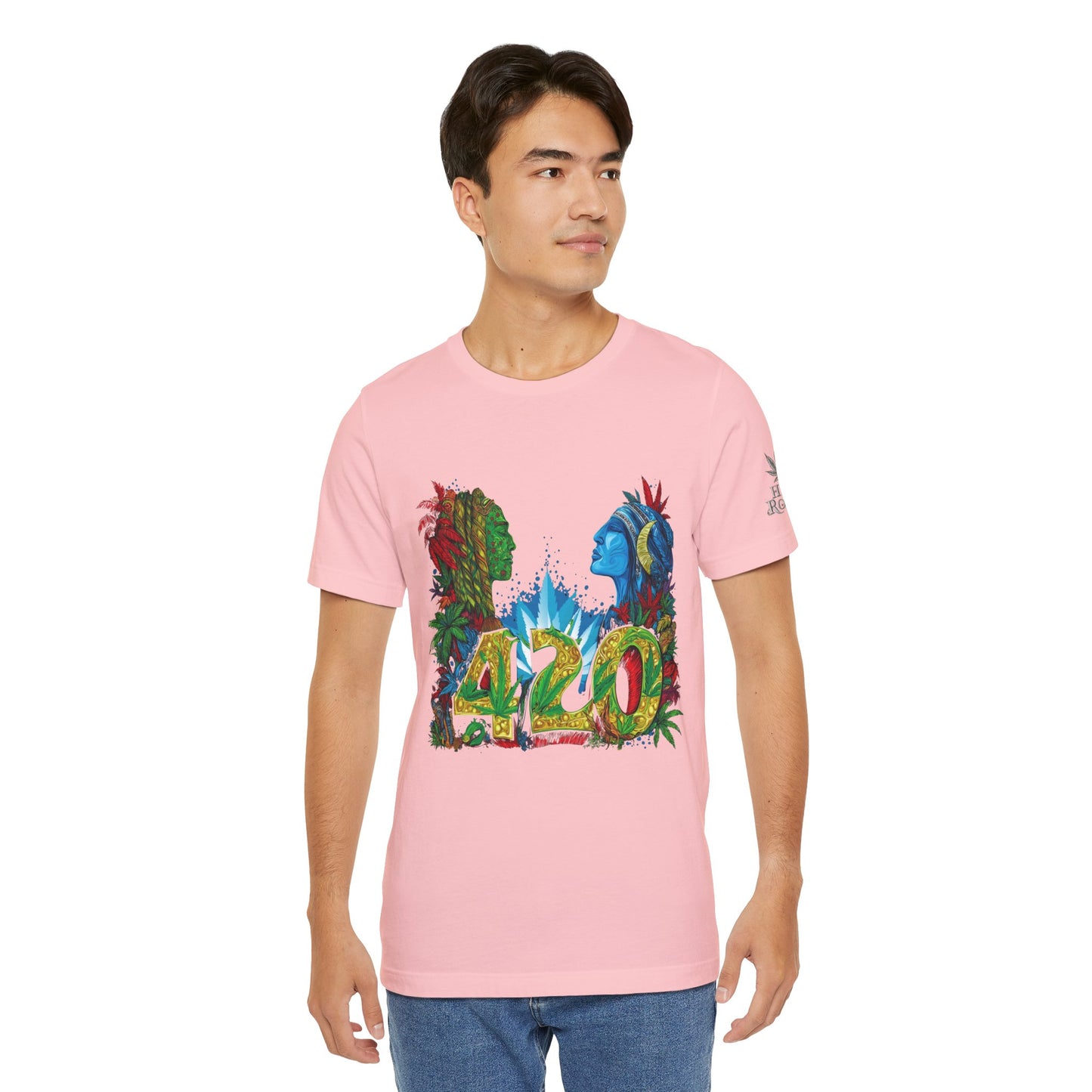 420 Celebration Premium Cannabis Culture T-Shirt - Dual Profile Art With Nature Elements And Bold 420 Typography