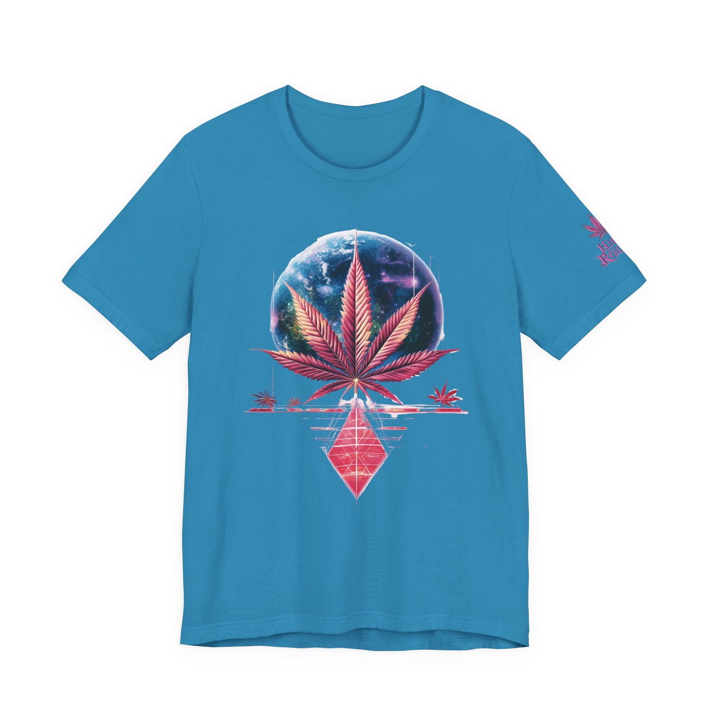 Cosmic Paradise Tee - Premium Airlume Cotton Cannabis Culture Vaporwave Tropical Art