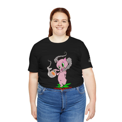 Smoking Hog Leg Pink Pig Tee - Premium Airlume Cotton Cannabis Culture Art