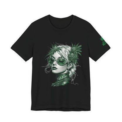 Green Queen T-Shirt - Premium Airlume Cotton Cannabis Crown Portrait Art Tee