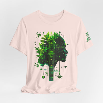 Digital Mind Tee - Premium Airlume Cotton Cannabis Culture Tech Art Matrix Design