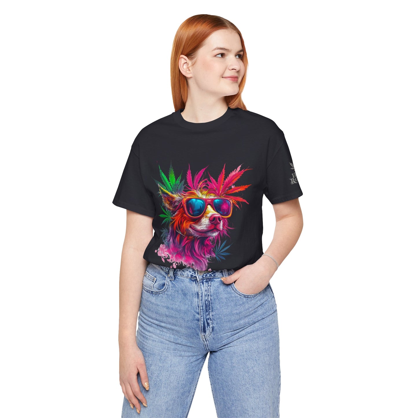 Spectrum Pup Tee - Premium Airlume Cotton Cannabis Culture Psychedelic Dog Art