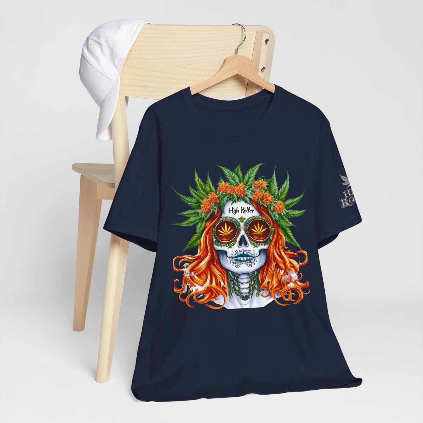 Sugar Skull Goddess Tee - Premium Airlume Cotton Cannabis Culture Day of Dead Art