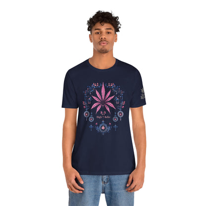 Bohemian Cannabis Mandala Tee - Floral Folk Art Design | High Roller