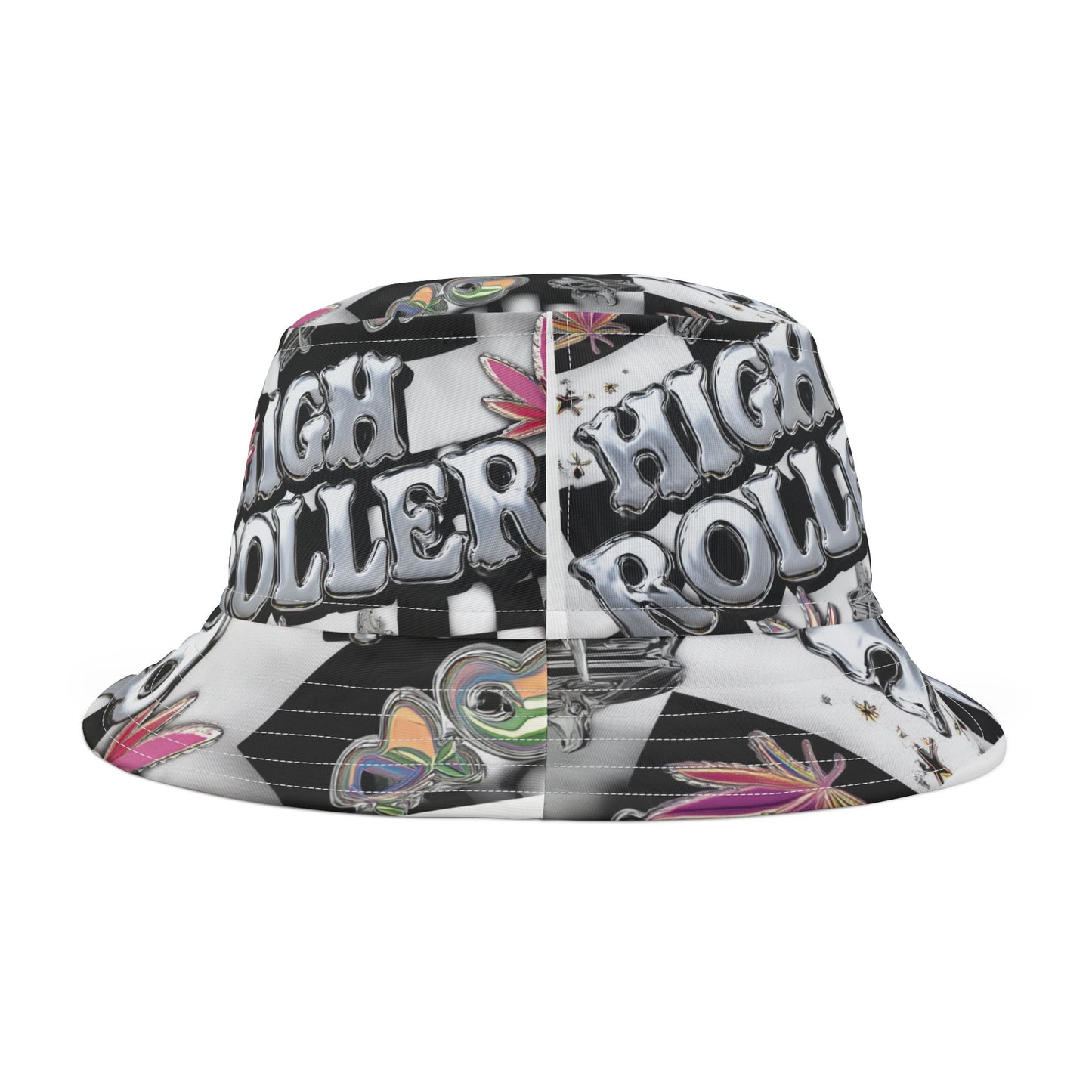 HIGH ROLLER Chrome Cyber Bucket Hat