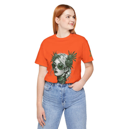 Green Queen T-Shirt - Premium Airlume Cotton Cannabis Crown Portrait Art Tee