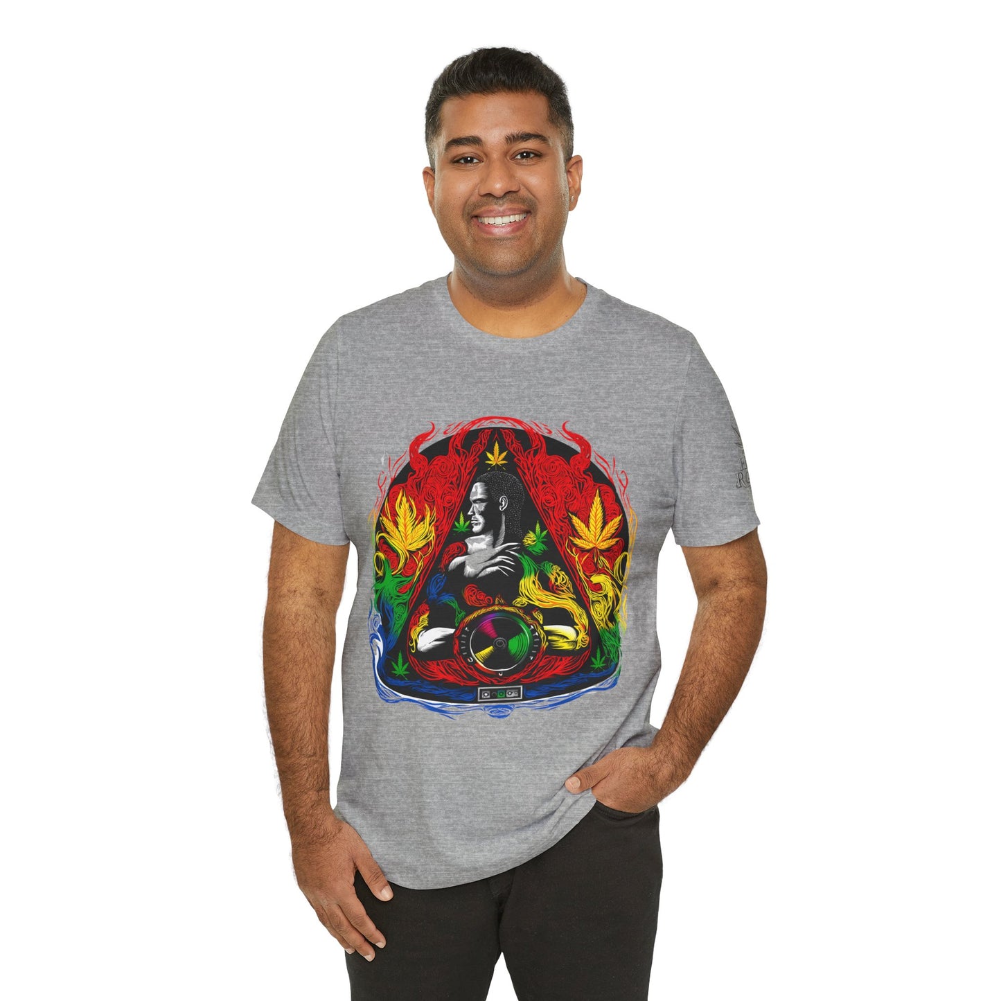 High Roller Sacred Buddha Cannabis T-Shirt - Premium 420 Spiritual Meditation Enlightenment Botanical Artistry Apparel