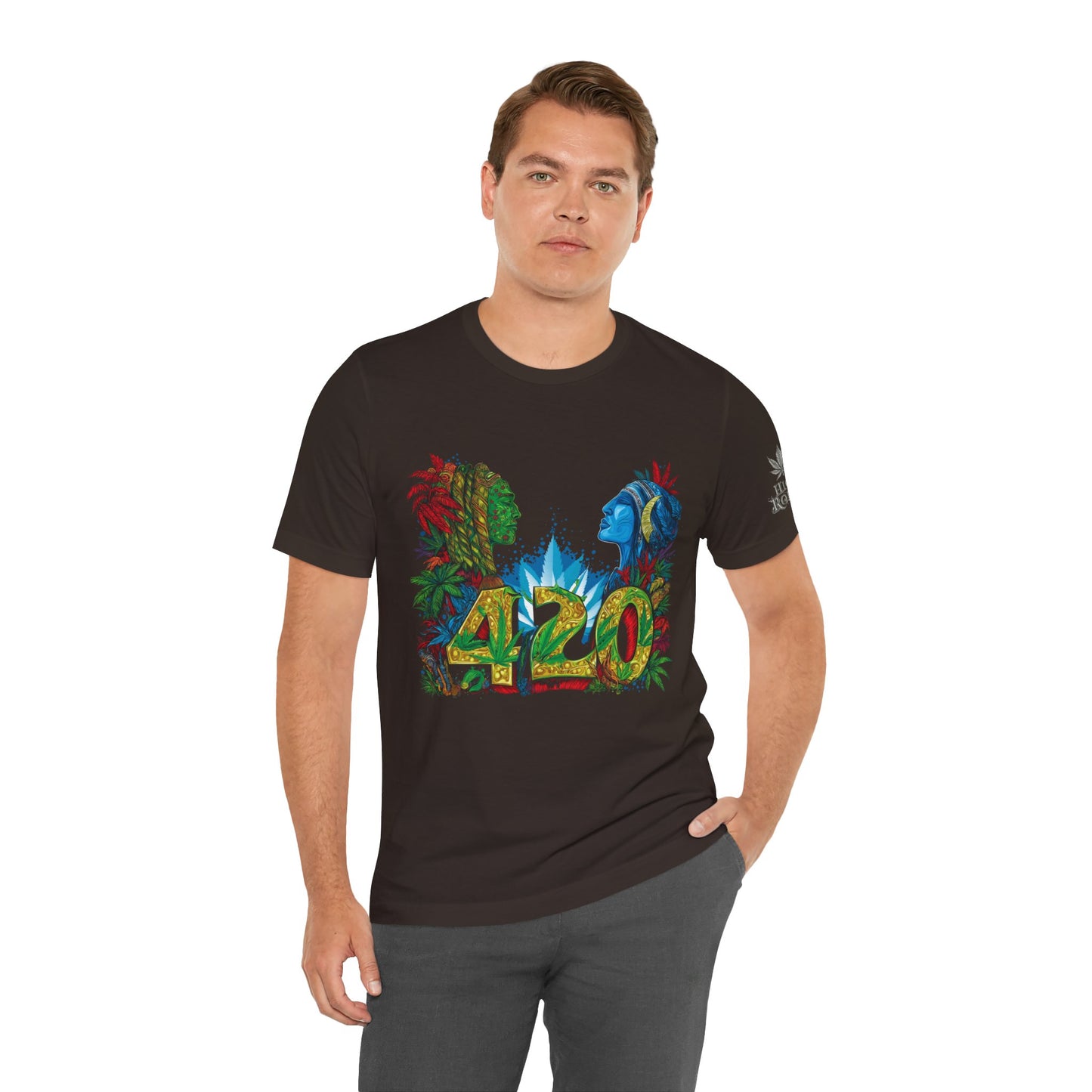 420 Celebration Premium Cannabis Culture T-Shirt - Dual Profile Art With Nature Elements And Bold 420 Typography
