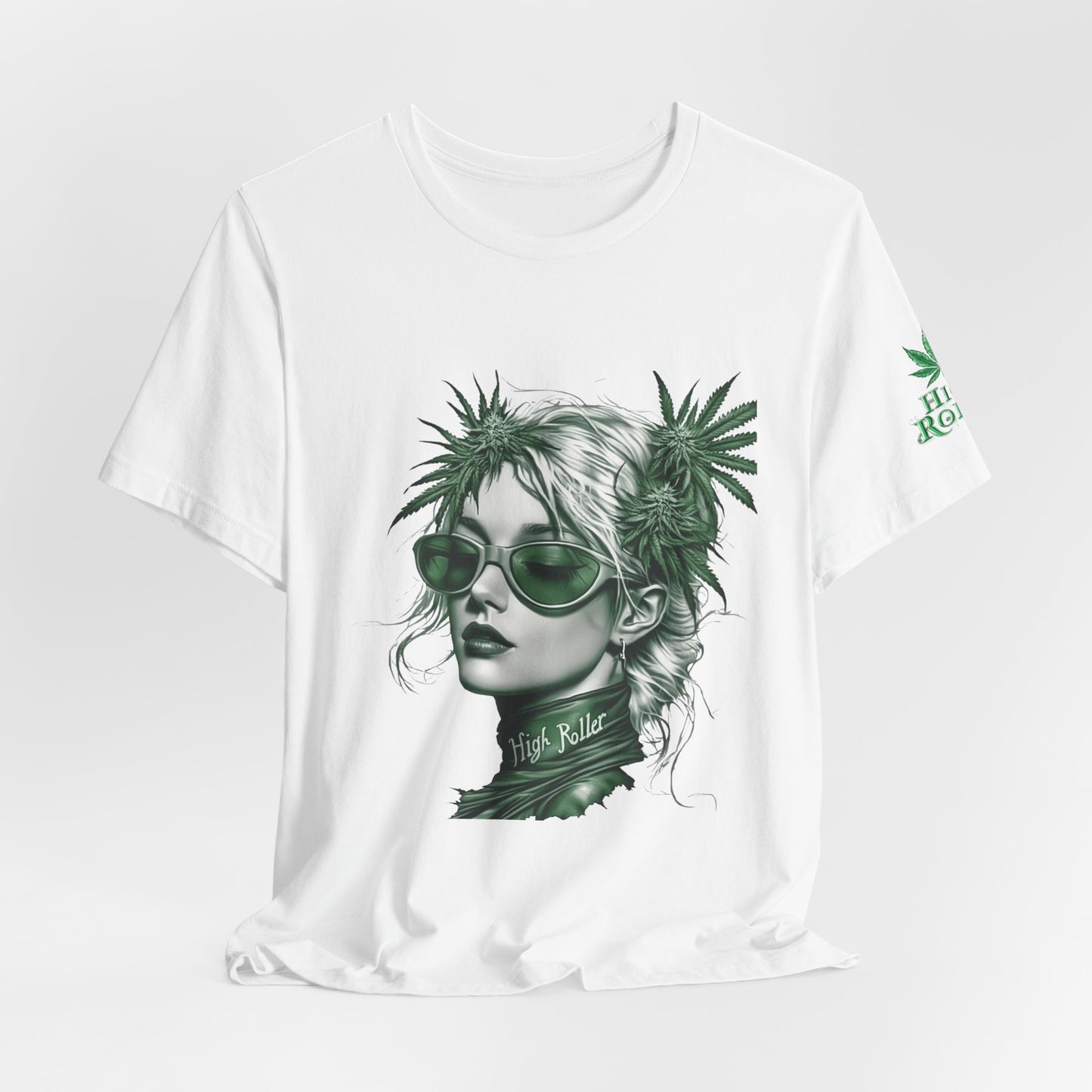 Green Queen T-Shirt - Premium Airlume Cotton Cannabis Crown Portrait Art Tee