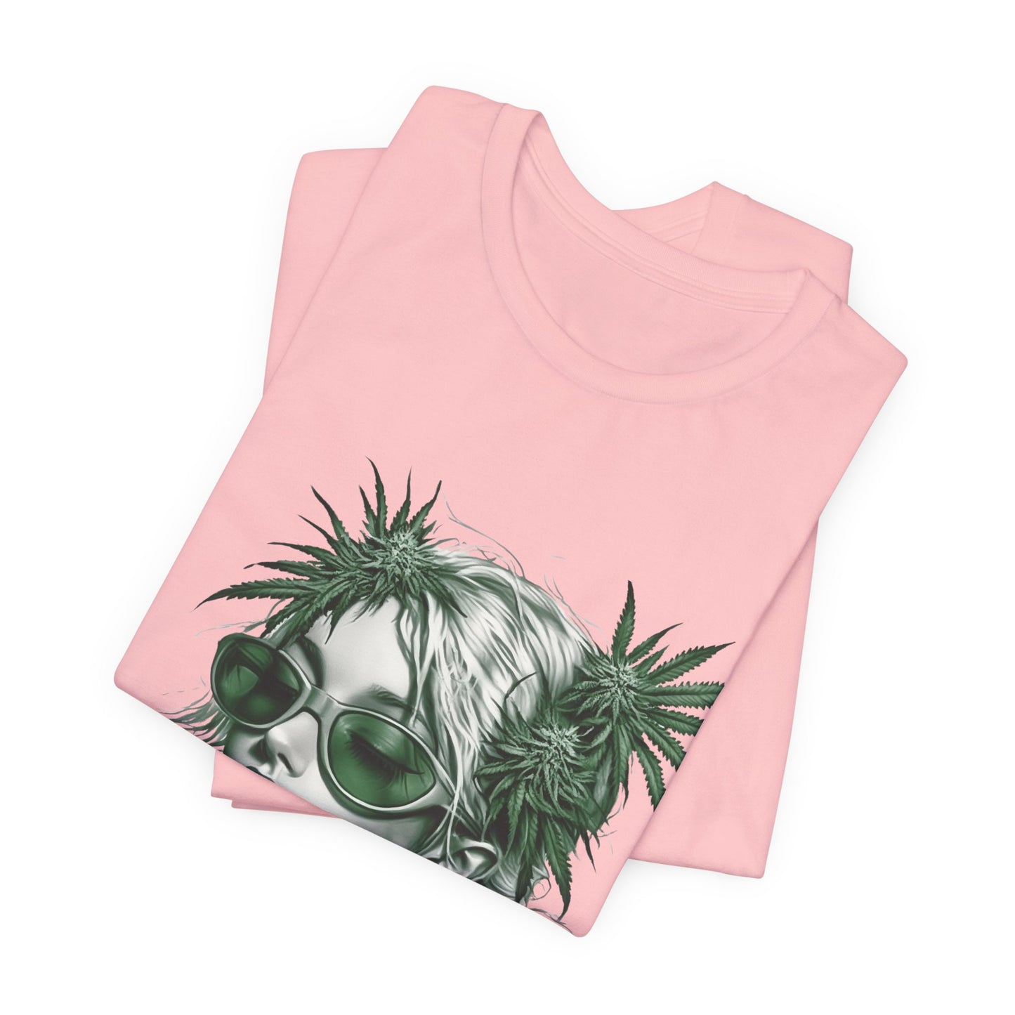 Green Queen T-Shirt - Premium Airlume Cotton Cannabis Crown Portrait Art Tee