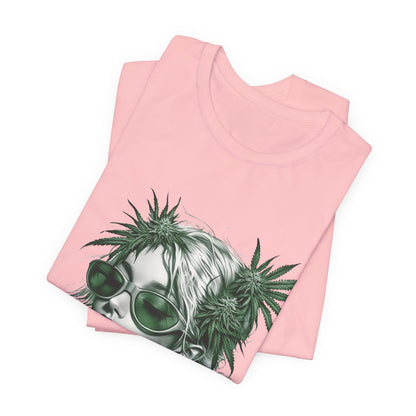 Green Queen T-Shirt - Premium Airlume Cotton Cannabis Crown Portrait Art Tee