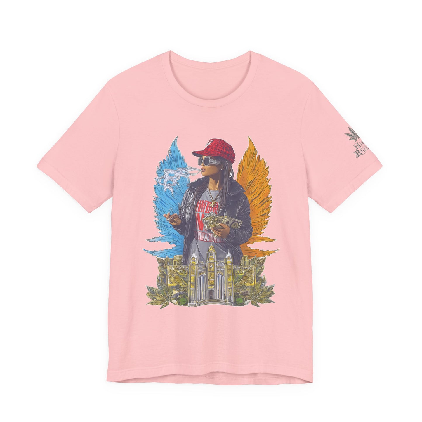 High Roller Golden Wings Money Cannabis T-Shirt - Premium 420 Hip-Hop Angel Street Culture Success Lifestyle Apparel