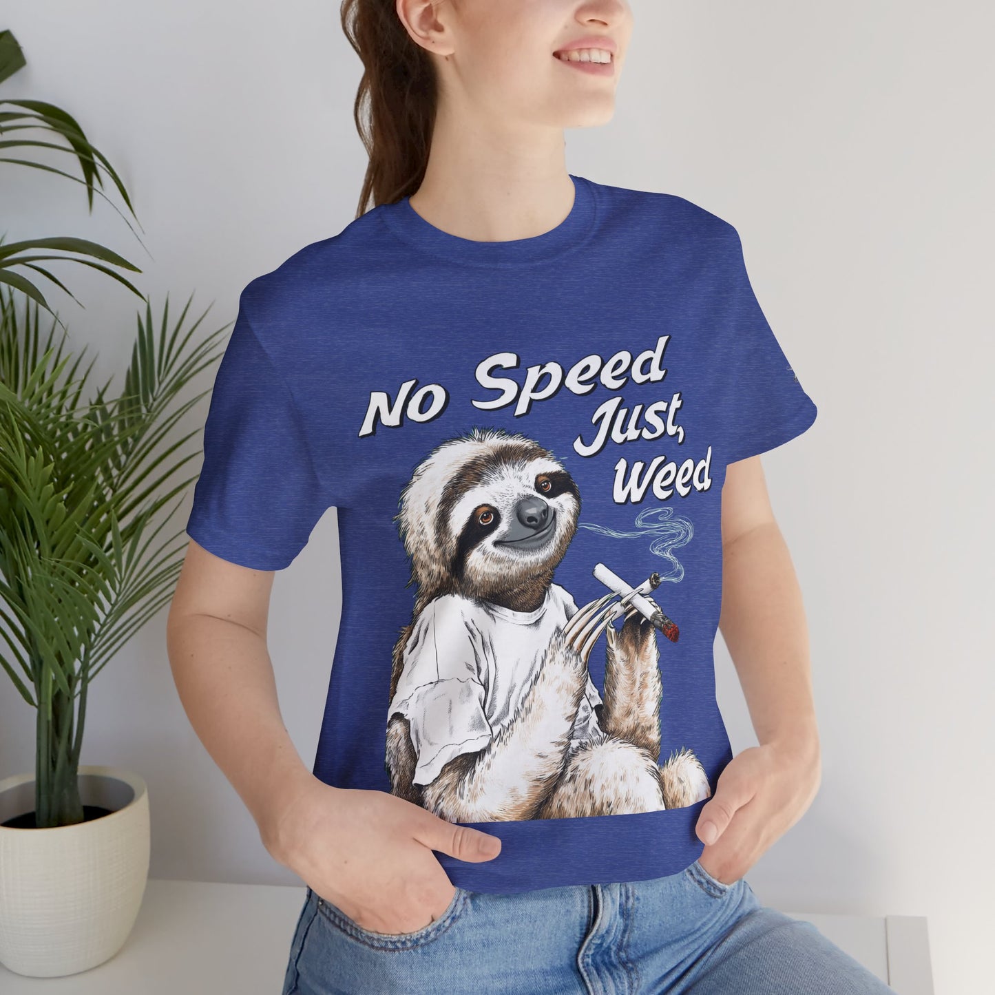 Slow Motion Tee - Premium Airlume Cotton Cannabis Culture Sloth Humor Art