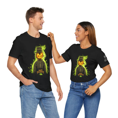 Spectral Pumpkin HIGH ROLLER Halloween T-Shirt - Premium Dark Cannabis Apparel