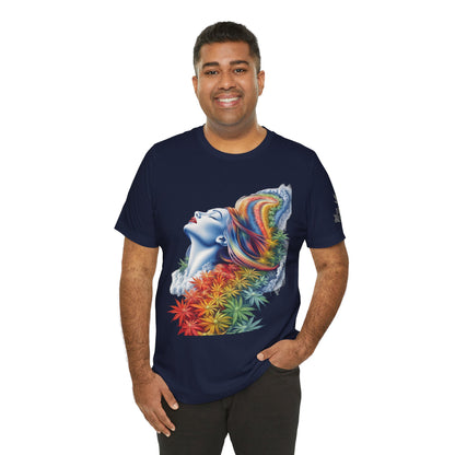 Rainbow Cannabis Goddess Tee - Ethereal Beauty Art Design | High Roller