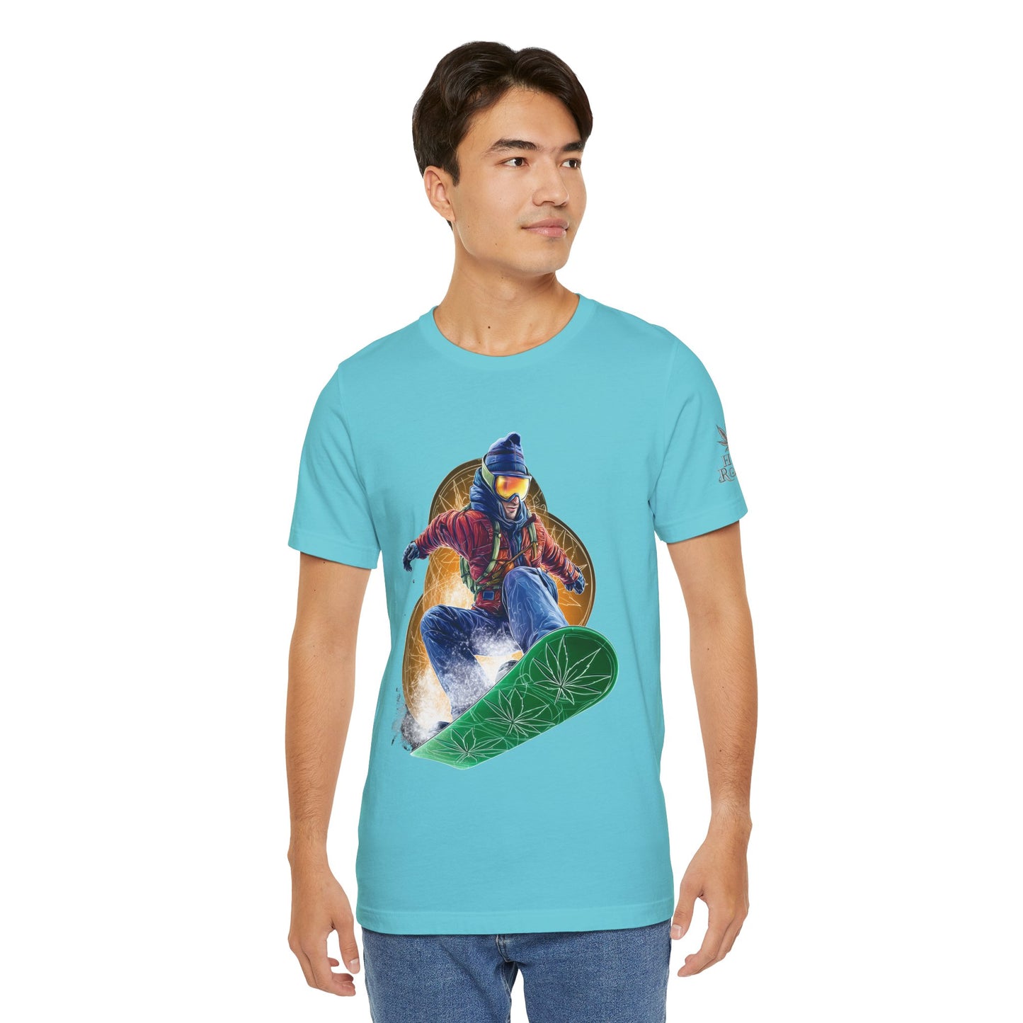 High Roller Snowboard Cannabis T-Shirt - Premium 420 Winter Sports Action Shred Mountain Lifestyle Apparel